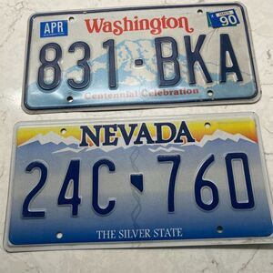 US State Nevada and Washington Motor Vehicles‎ License Plate Lot of 2
